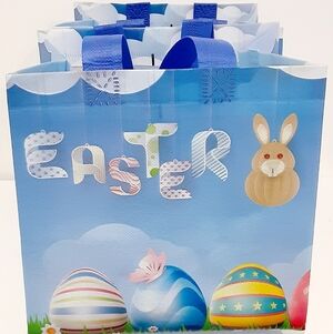 Easter Reusable Totes Bag Blue Gift Kid Egg Bags - Home Party Supplies 2 For $13